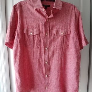 Banana Republic Linen/Cotton Button Down Shirt Red